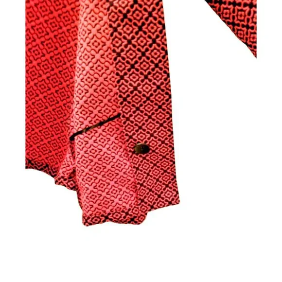 DAMEE INC Orange Black Floral Print Swing Jacket Sz XL 3/4 Sleeves Button Up - Picture 6 of 8